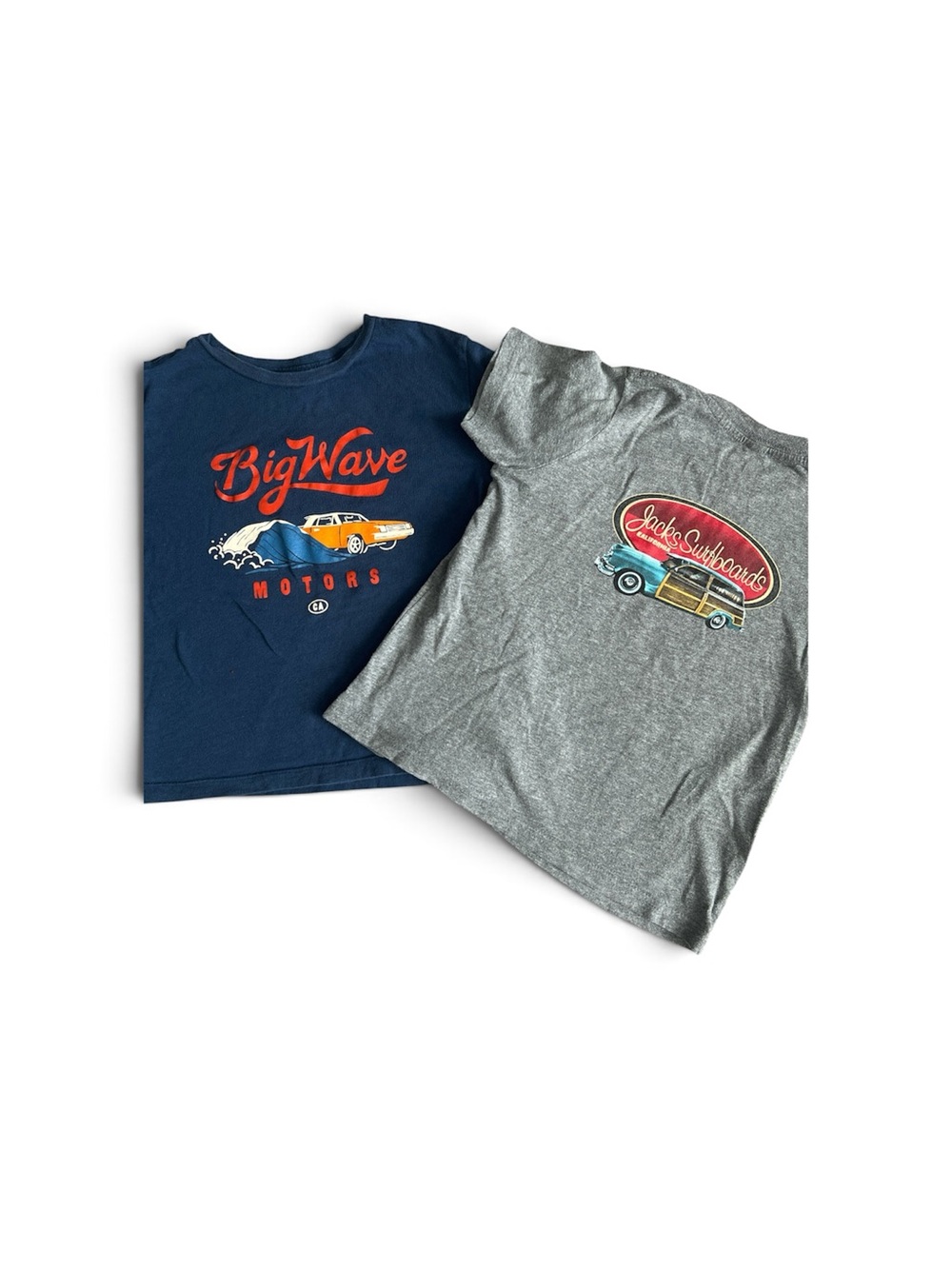 Big Wave Motors Kids Short Sleeve Tee - Navy with Orange Graphic